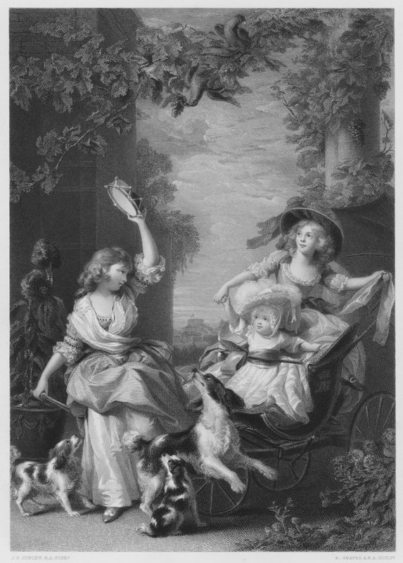 As Princesas Reais, Filhas de Jorge III, da foto da Coleção Real (gravura) de John Singleton (after) Copley