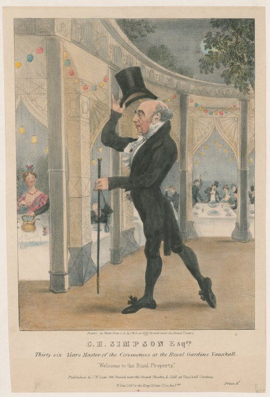 CH Simpson Esquire, mestre de cerimônias no Royal Gardens, Vauxhall de John W. Gear