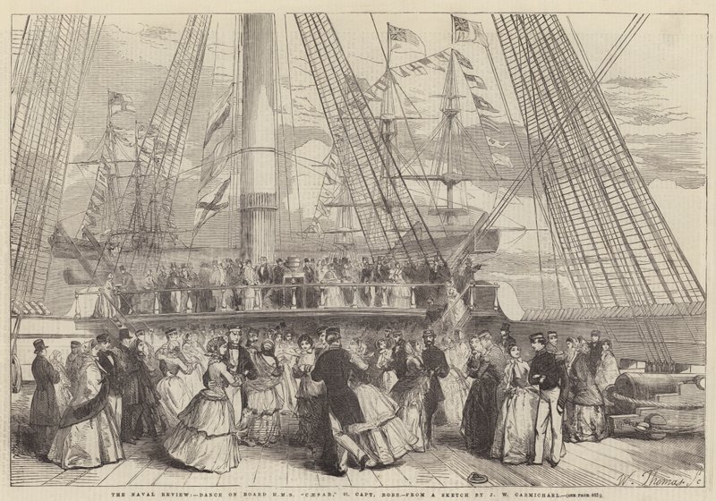 The Naval Review, Dança a bordo do HMS Caesar, 91, Capitão Robb de John Wilson Carmichael