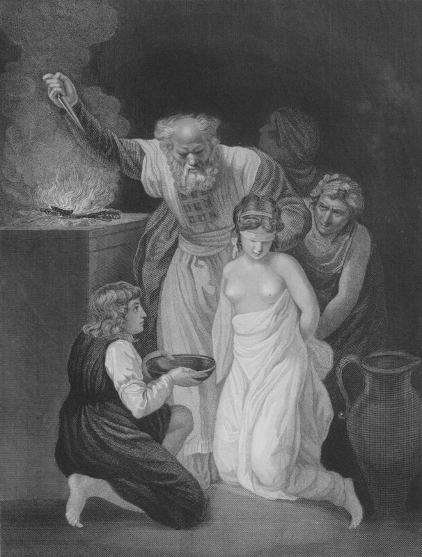 O Sacrifício da Filha de Jefté, Juízes 11, Verso 20-40 de John after Opie