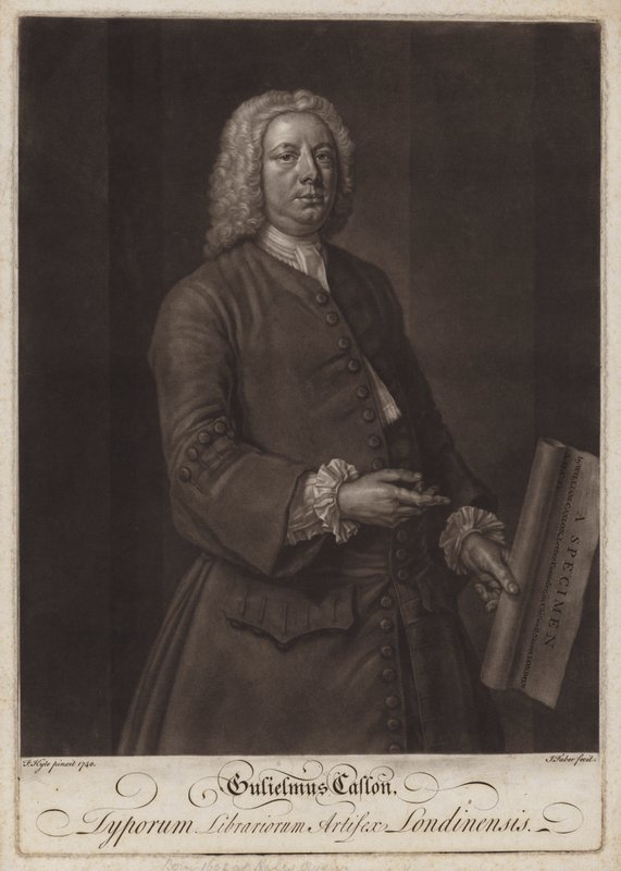 William Caslon, tipógrafo inglês (mezzotint) de John the younger Faber