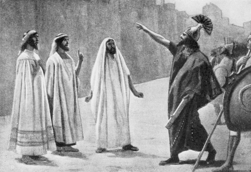 Rabshakeh diante das muralhas de Jerusalém, 701 a.C. (litografia) de Jose (after) Villegas y Cordero