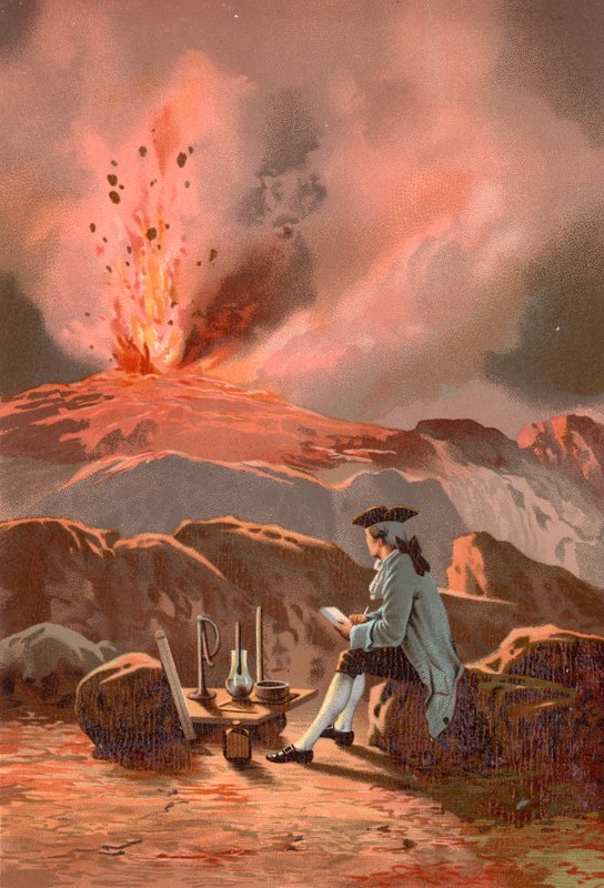 Lazzaro Spallanzani observando uma erupção do Monte Etna de Jose Armet Portanell