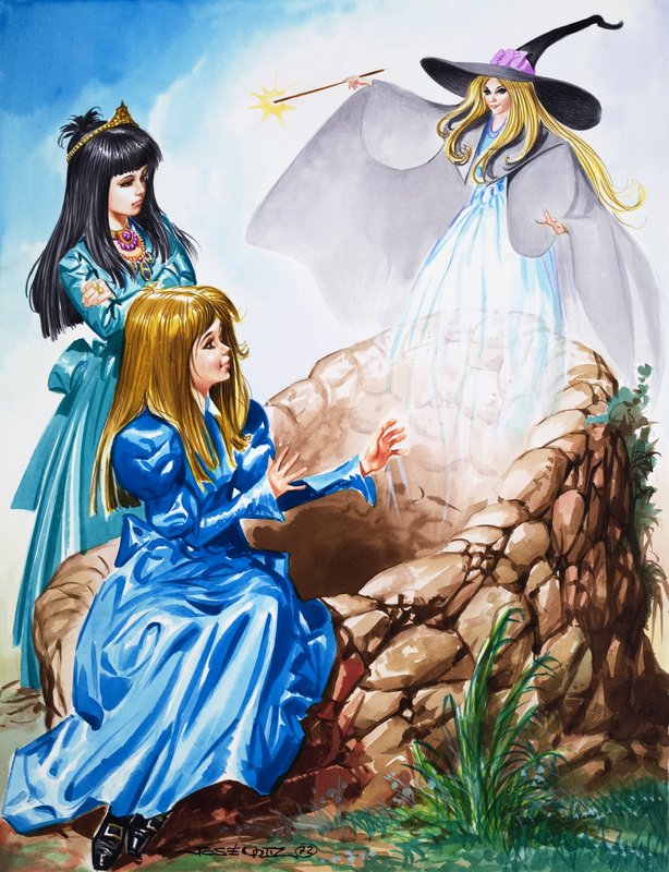 Meninas com uma fada (guache sobre papel) de Jose Ortiz