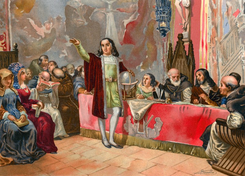 Columbus antes da Junta de Salamanca de Josep or Jose Planella Coromina