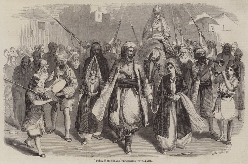 Fellah procissão de casamento em Latakia de Joseph Austin Benwell