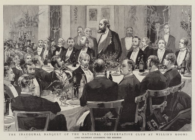 O banquete inaugural do clube conservador nacional nos quartos de Willis de Joseph Finnemore
