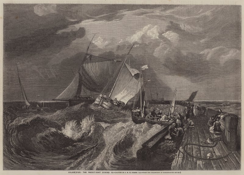 Calais Pier, o Packet-Boat chegando de Joseph Mallord William Turner