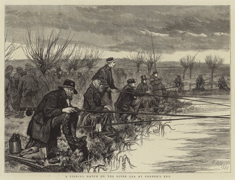 Um jogo de pesca no rio Lea no final de Ponder de Joseph Nash