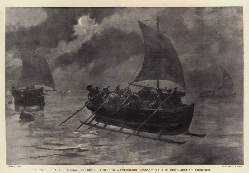 A Stern Chase, Excisemen Prussian perseguindo um Ice-Boat contrabando na fronteira russo-alemã de Joseph Nash