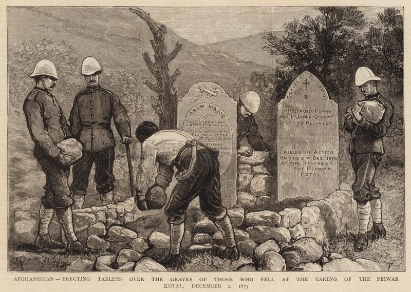 Afeganistão, erigindo Tábuas sobre os Túmulos daqueles que caíram na Tomada do Peiwar Kotal, 2 de dezembro de 1879 de Joseph Nash