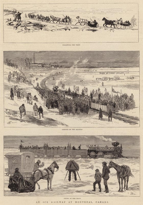 Uma estrada de ferro de gelo em Montreal, Canadá de Joseph Nash