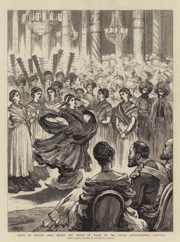 Dança de Nautch Girls antes do Prince of Wales no Native Entertainment, Calcutta de Joseph Nash