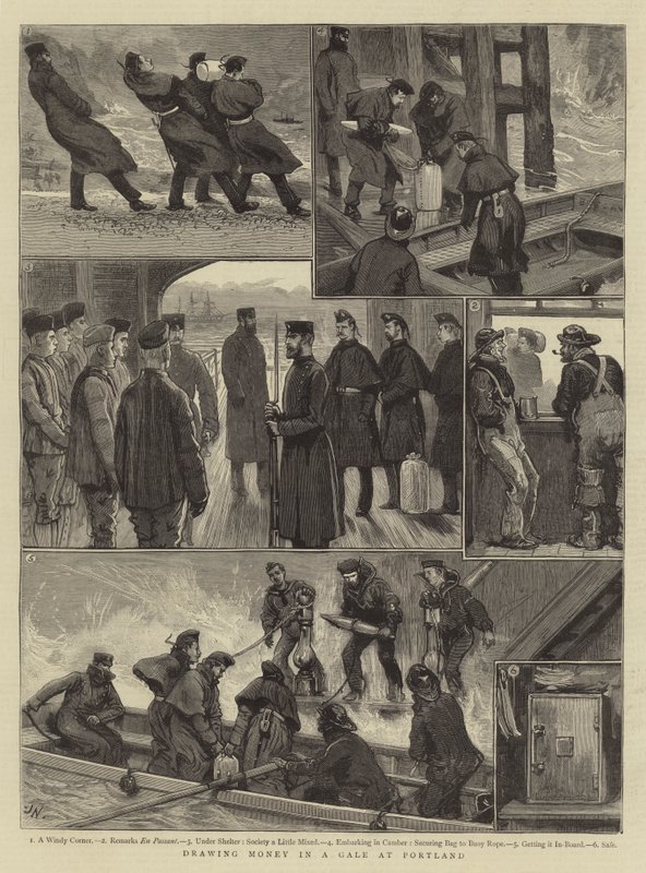 Desenho de dinheiro em um vendaval em Portland de Joseph Nash