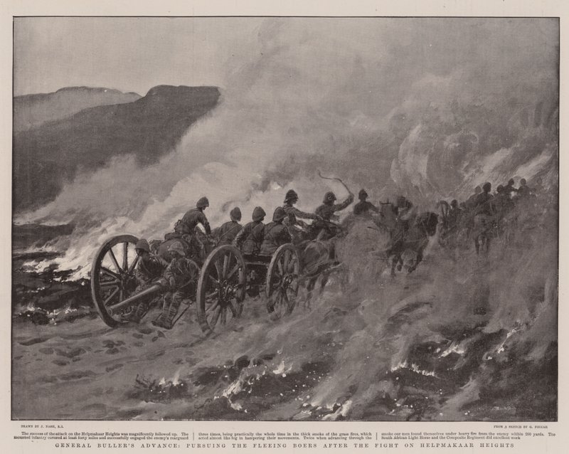 Avanço do General Buller, perseguindo os Boers Fugindo após a Luta nas Colinas de Helpmakaar de Joseph Nash