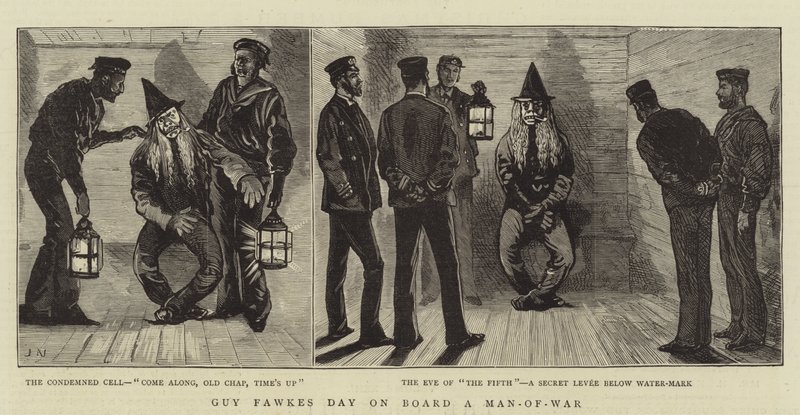 Dia de Guy Fawkes a bordo de um homem-de-guerra de Joseph Nash