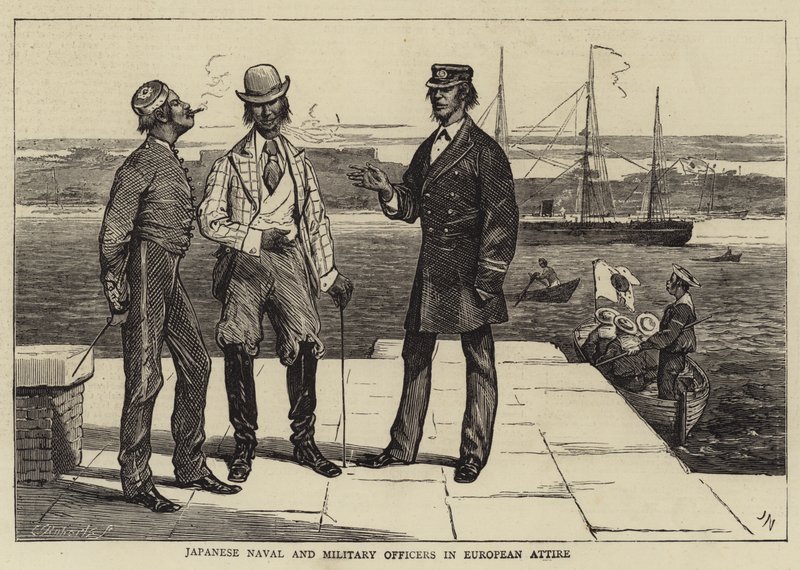 Oficiais navais e militares japoneses em trajes europeus de Joseph Nash