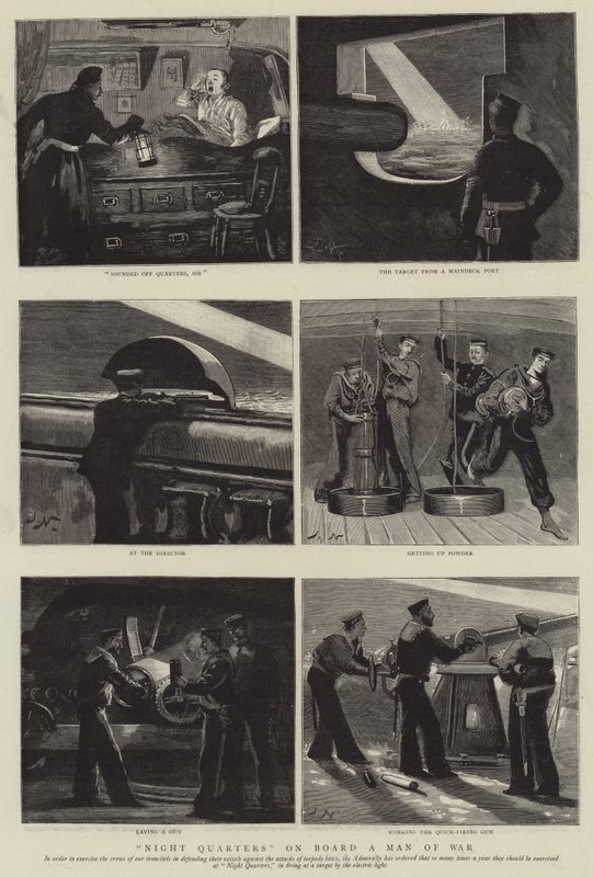 Night Quarters a bordo de um homem de guerra de Joseph Nash