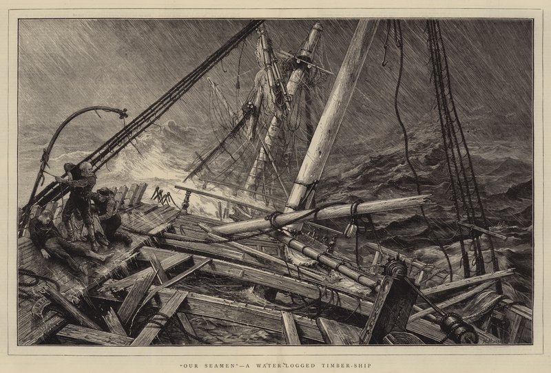 Nossos marinheiros, um navio de madeira com registro de água de Joseph Nash