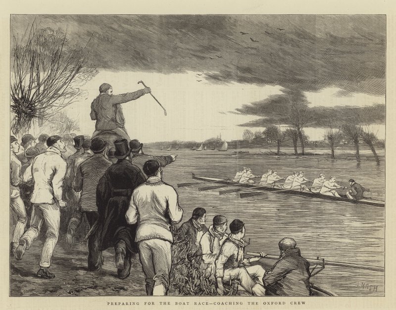Preparando-se para a corrida de barcos, treinando a equipe de Oxford de Joseph Nash
