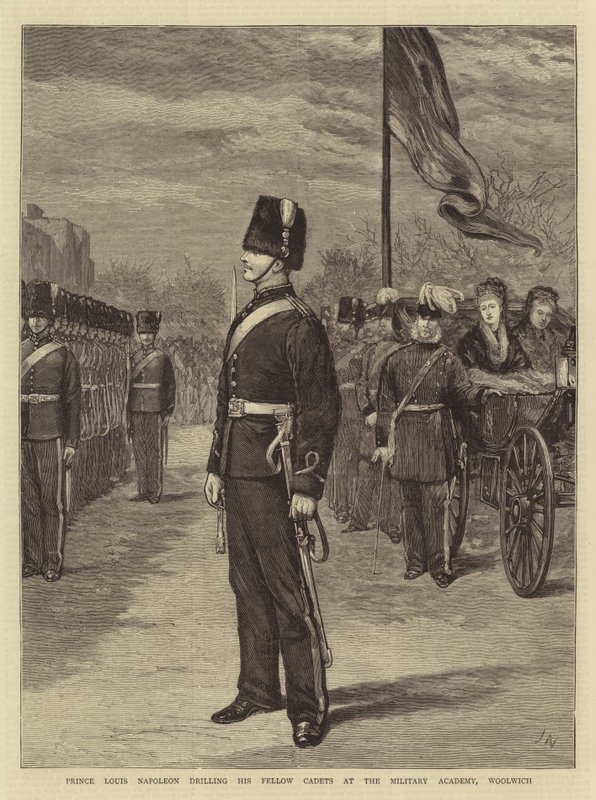 Príncipe Louis Napoleon perfurando seus colegas cadetes na academia militar, Woolwich de Joseph Nash