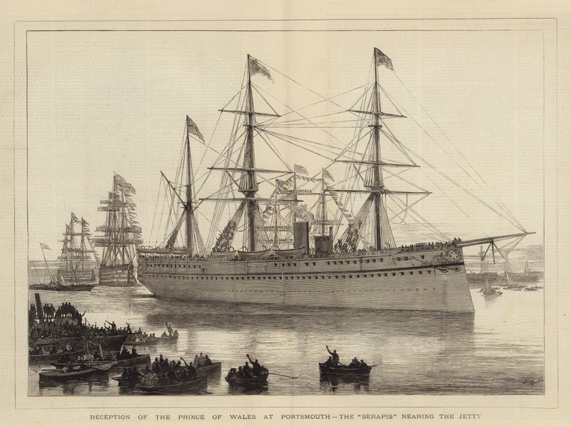 Recepção do Príncipe de Gales em Portsmouth, o Serapis se aproximando do Molhe de Joseph Nash