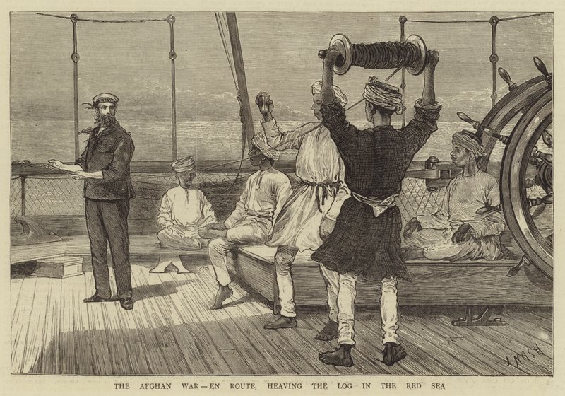 A guerra do Afeganistão, na rota, levantando o log no mar vermelho de Joseph Nash