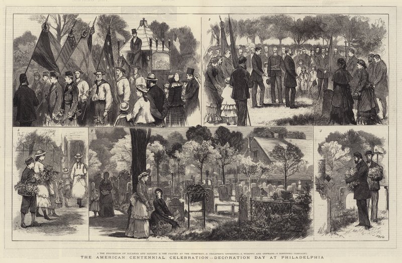 A Celebração do Centenário Americano, Dia da Decoração na Filadélfia de Joseph Nash