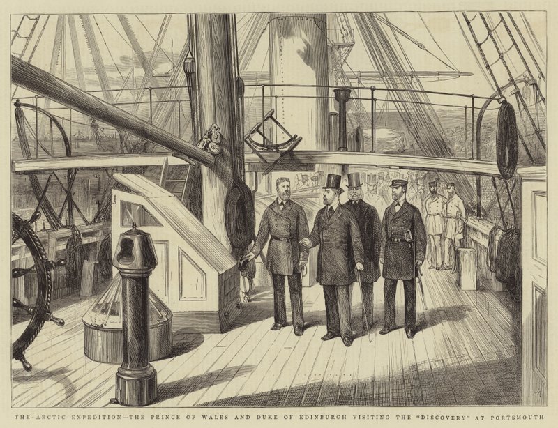 A Expedição Ártica, o Príncipe de Gales e o Duque de Edimburgo visitam o Discovery em Portsmouth de Joseph Nash