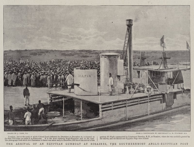 A chegada de uma canhoneira egípcia em Rosaires, o posto anglo-egípcio do extremo sul de Joseph Nash