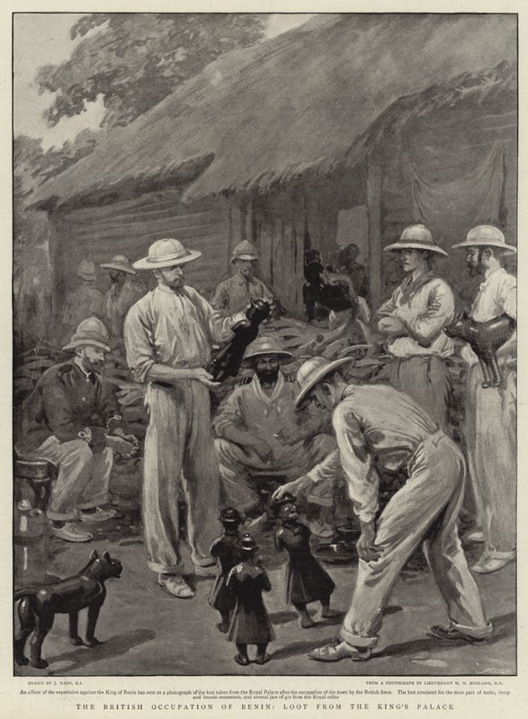 A ocupação britânica de Benin, pilhagem do palácio do rei de Joseph Nash