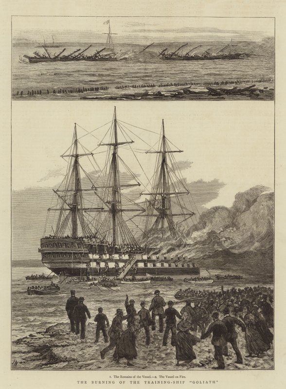 A Queima do Golias de Treinamento-Navio de Joseph Nash