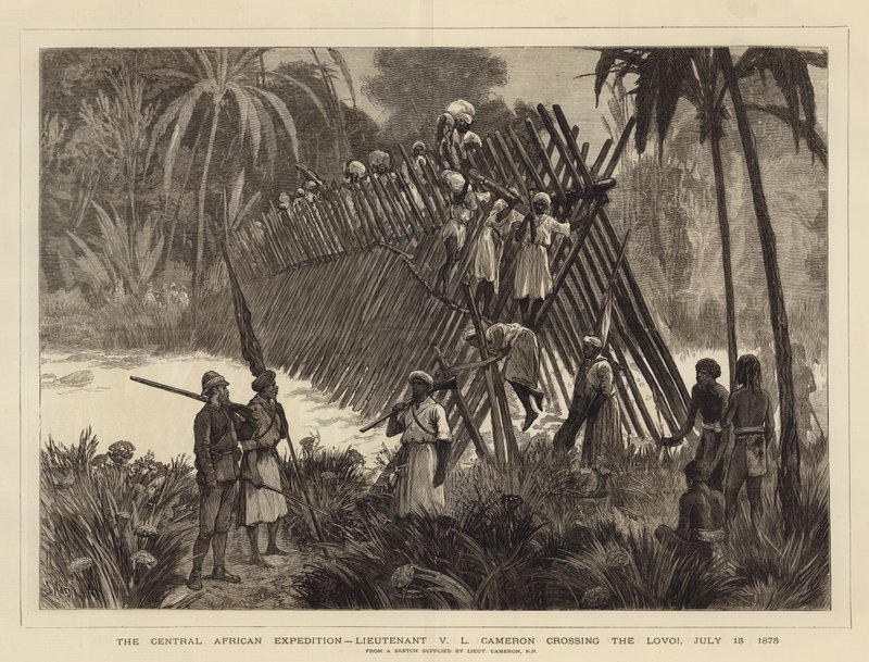 A Expedição Centro-Africana, Tenente VL Cameron, cruzando o Lovoi, 15 de julho de 1875 de Joseph Nash