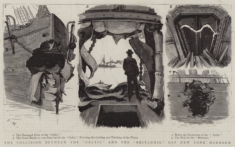 A colisão entre o celta e o britânico fora do porto de Nova York de Joseph Nash