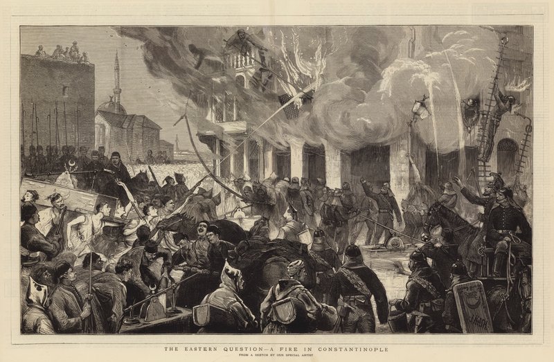 A questão oriental, um incêndio em Constantinopla de Joseph Nash