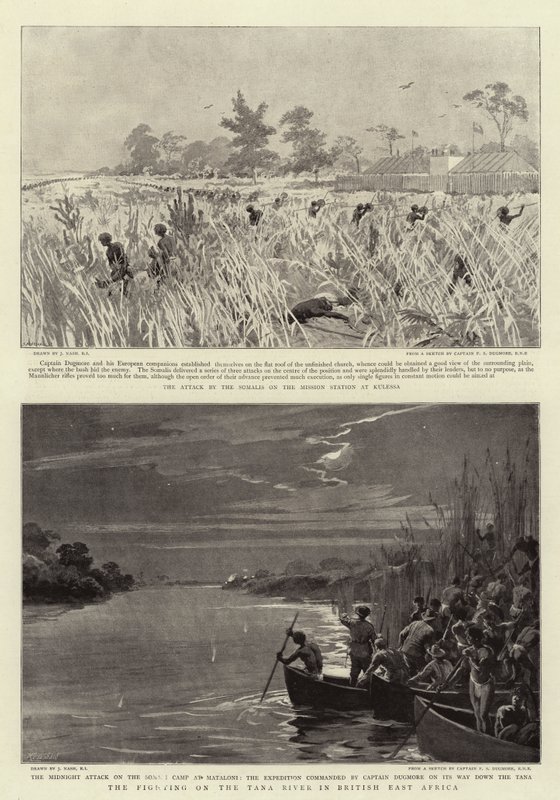 A luta no rio Tana na África Oriental Britânica de Joseph Nash