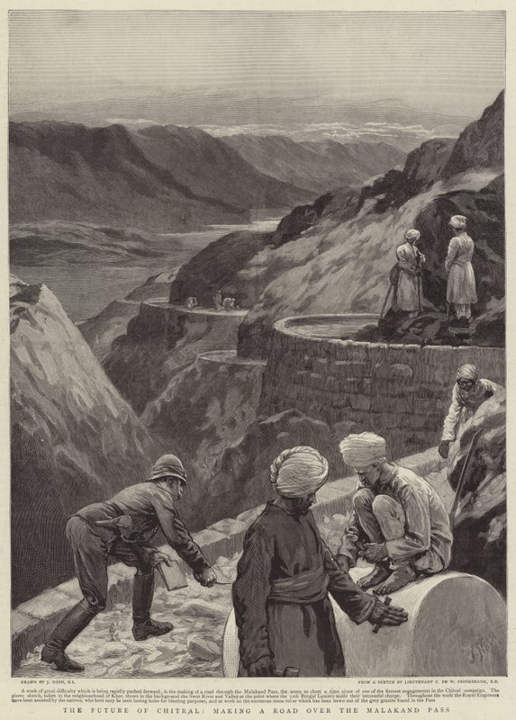 O futuro do Chitral, fazendo uma estrada sobre a passagem de Malakand de Joseph Nash