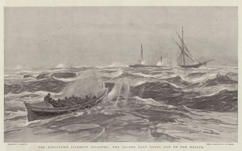 O Kingstown Lifeboat Disater, o segundo barco saindo para o Resgate de Joseph Nash
