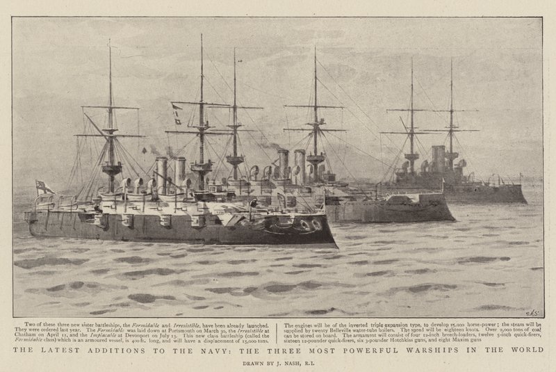 As últimas adições à marinha, os três navios de guerra mais poderosos do mundo de Joseph Nash
