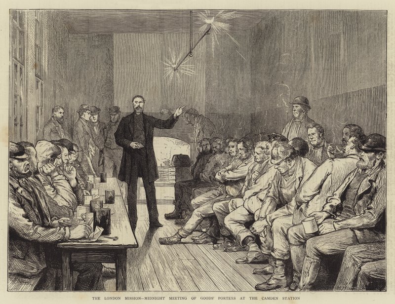 A Missão de Londres, Encontro da Meia-Noite de Portadores de Mercadorias na Estação de Camden de Joseph Nash