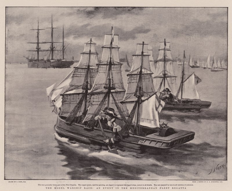A Model Warship Race, um evento na regata da frota do Mediterrâneo de Joseph Nash