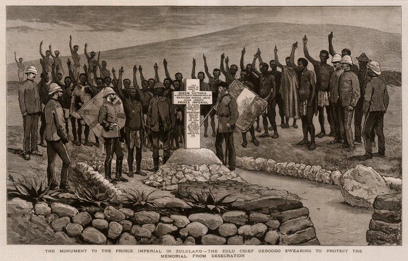 O Monumento ao Príncipe Imperial na Zululândia, o Chefe Zulu Geboodo jurando Proteger o Memorial da Profanação de Joseph Nash