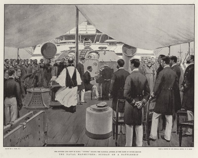 As manobras navais, domingo em um navio de guerra de Joseph Nash