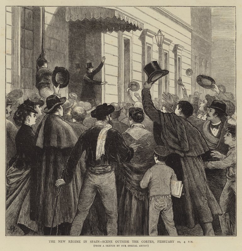 O Novo Regime na Espanha, Cena fora das Cortes, 10 de fevereiro de 16h de Joseph Nash