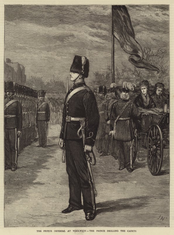 O Príncipe Imperial em Woolwich, o Príncipe perfurando os Cadetes de Joseph Nash