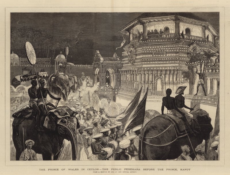 O Príncipe de Gales no Ceilão, o Público Perehara antes do Príncipe, Kandy de Joseph Nash