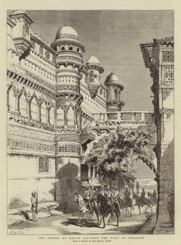 O Príncipe de Gales visitando o Forte em Gwalior de Joseph Nash