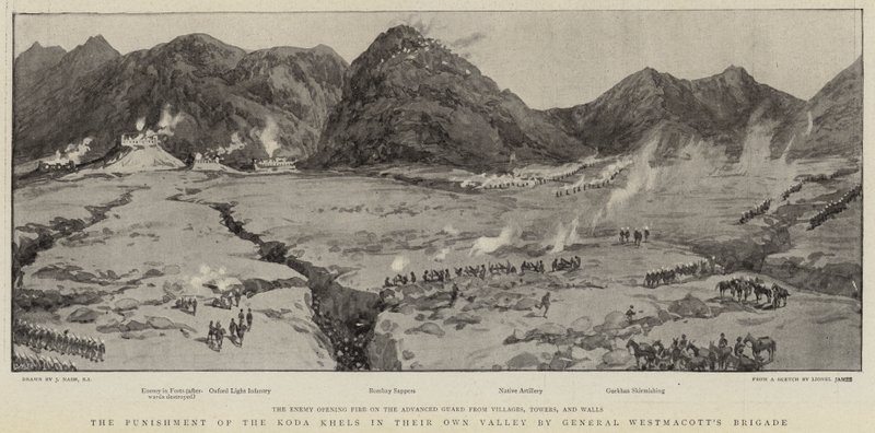 A punição dos Koda Khels em seu próprio vale pela Brigada General Westmacott de Joseph Nash