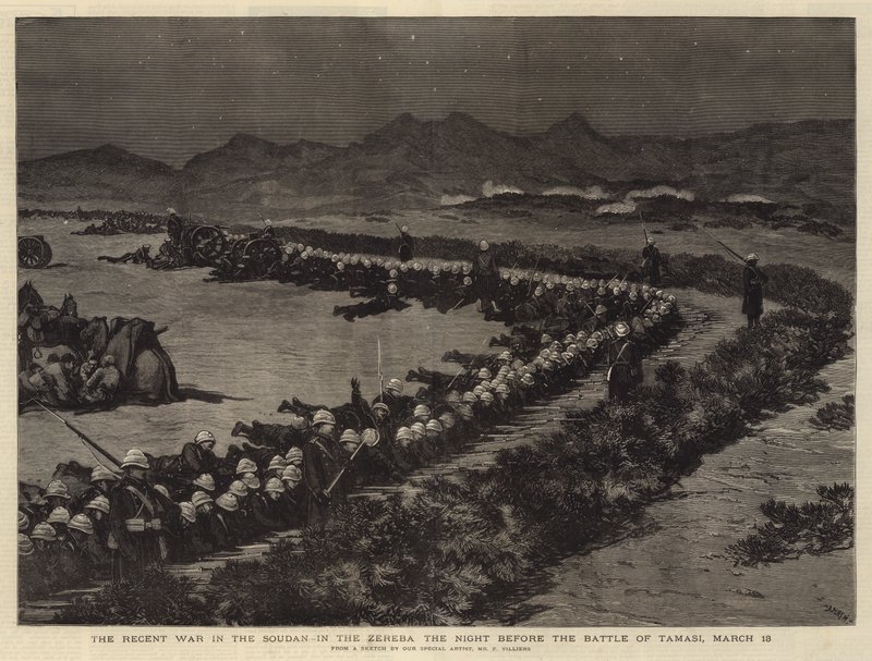 A recente guerra no Sudão, no Zereba a noite antes da batalha de Tamasi, 13 de março de Joseph Nash