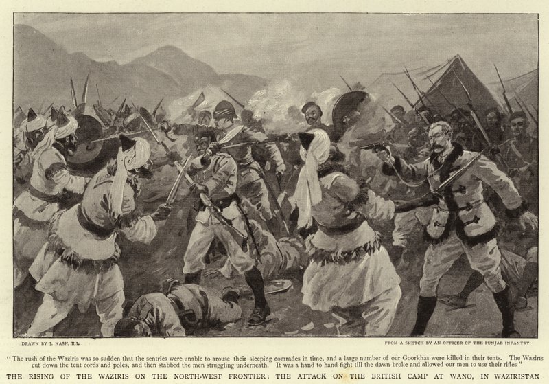 A Ascensão dos Waziris na Fronteira Noroeste, o Ataque ao Acampamento Britânico em Wano, no Waziristão de Joseph Nash